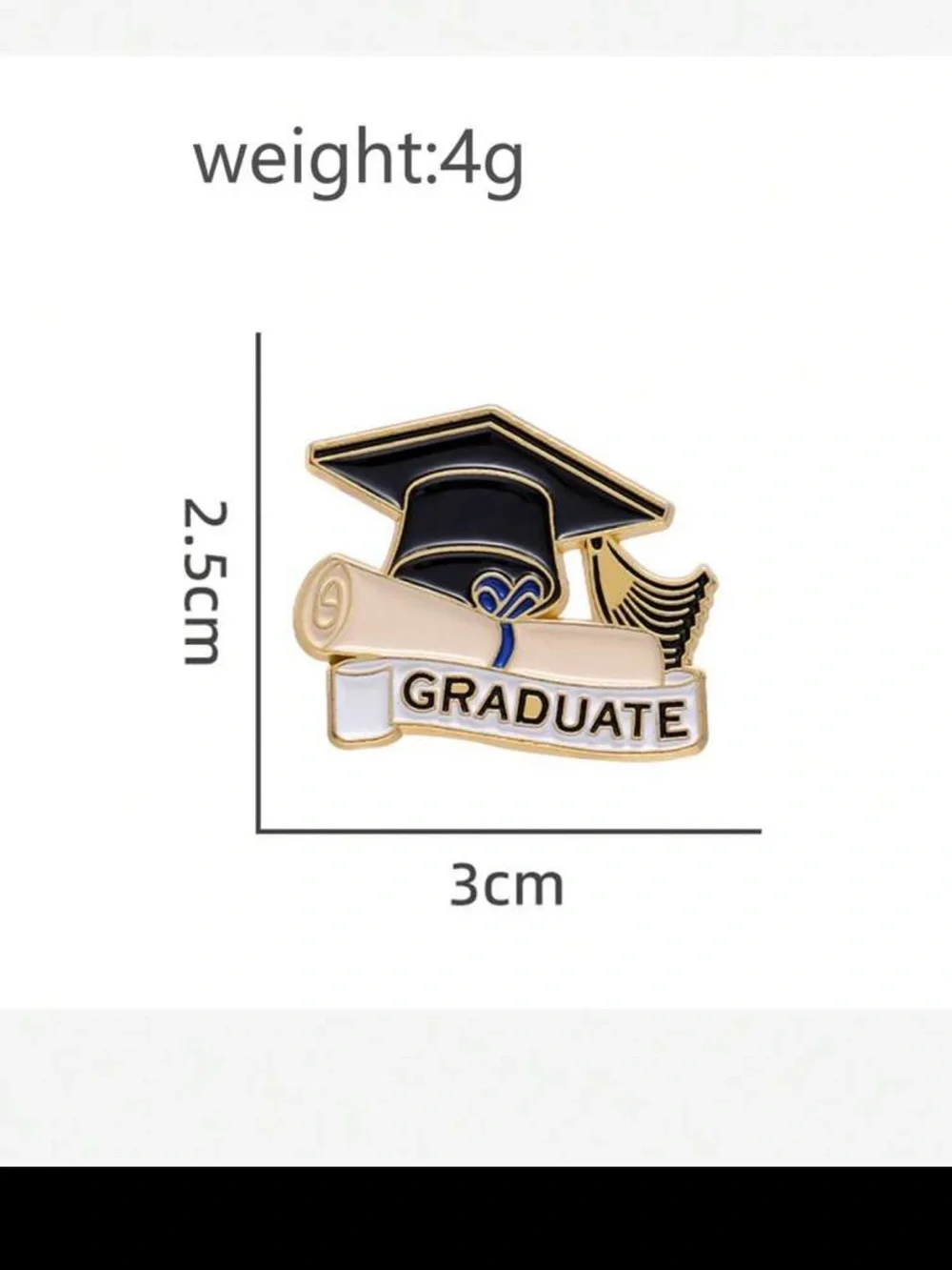 Graduate Cap & Diploma Enamel Brooch